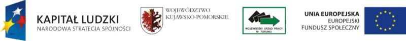 Znaki UE, EFS, herb województwa kujawsko-pomorskiego, logo WUP w Toruniu